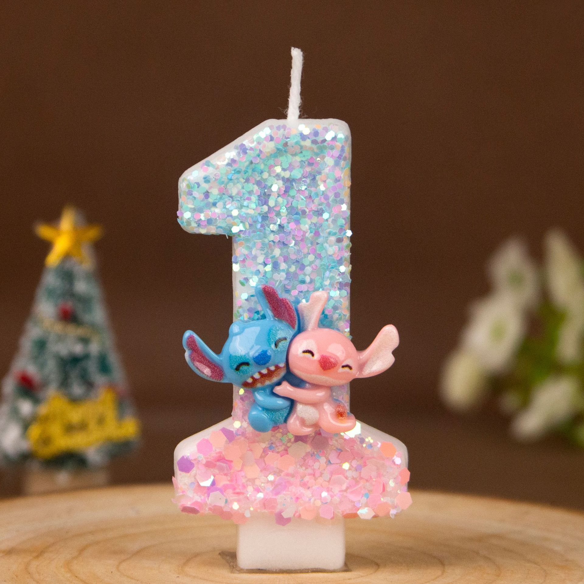 Cartoon Character Glitter Number Birthday Candles for Party Decoration