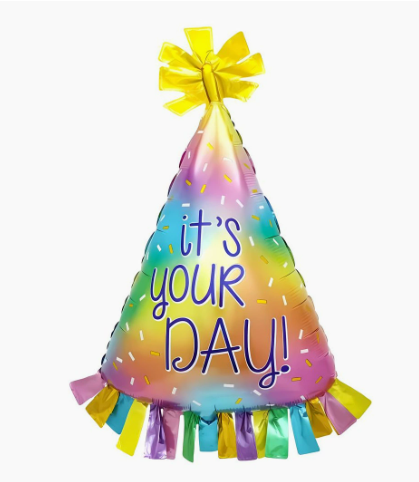 Gradient Birthday Hat Shape Foil Balloon