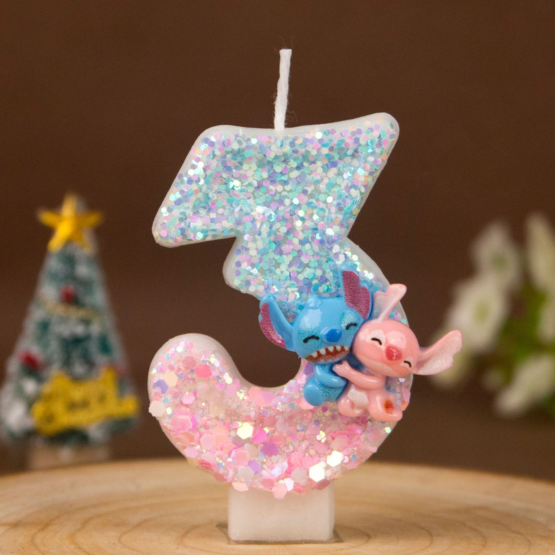 Cartoon Character Glitter Number Birthday Candles for Party Decoration