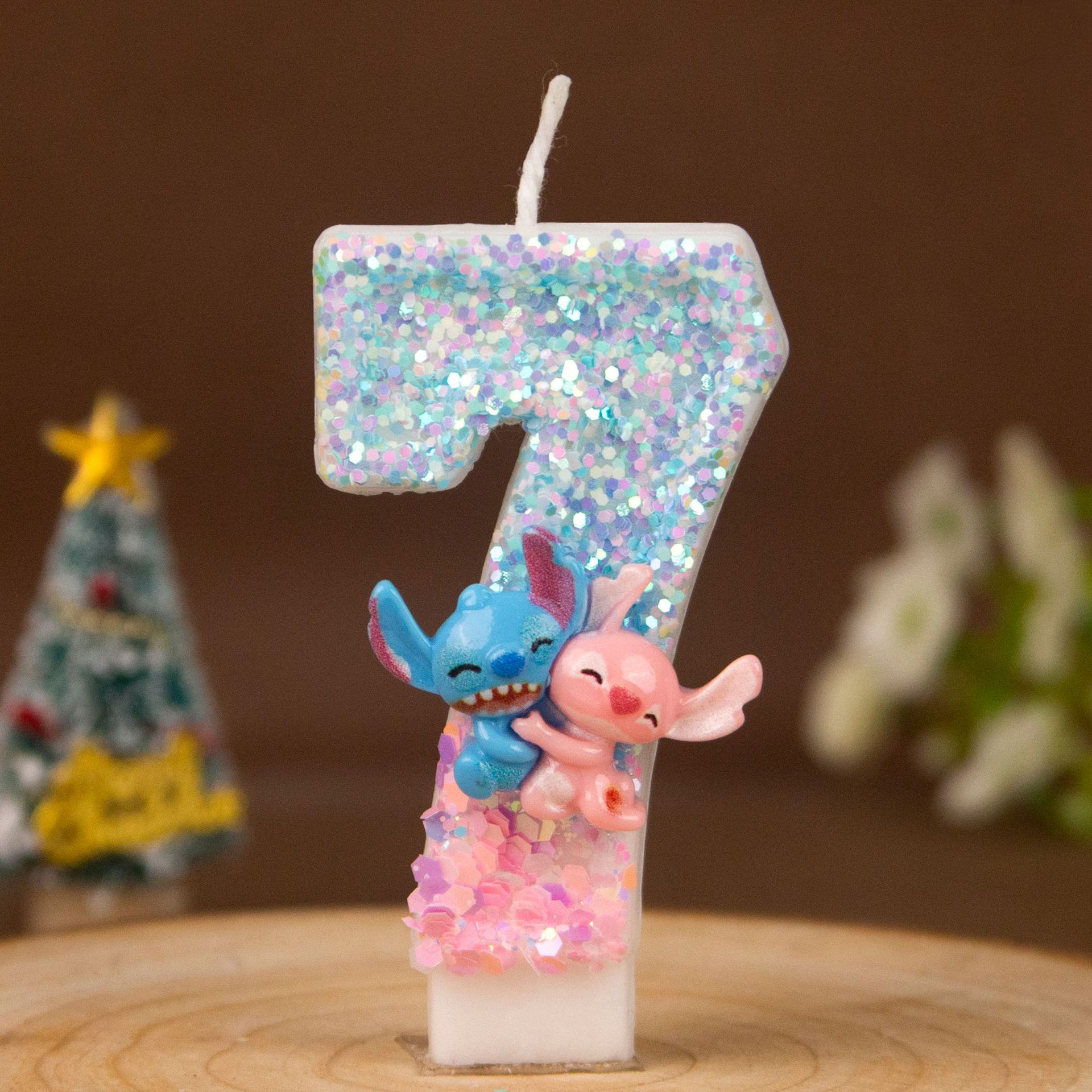 Cartoon Character Glitter Number Birthday Candles for Party Decoration