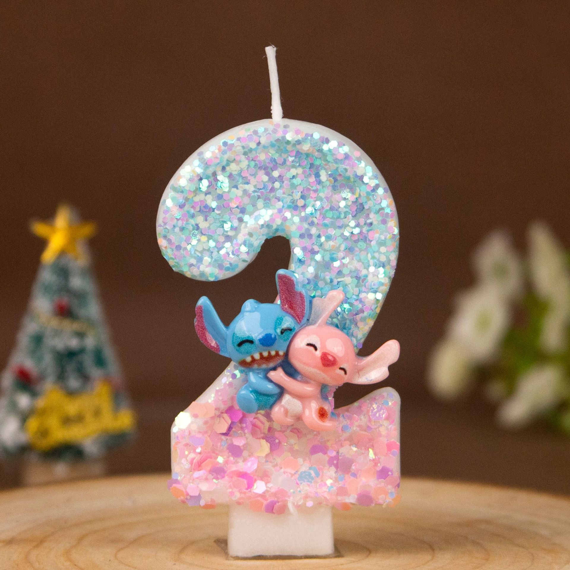 Cartoon Character Glitter Number Birthday Candles for Party Decoration