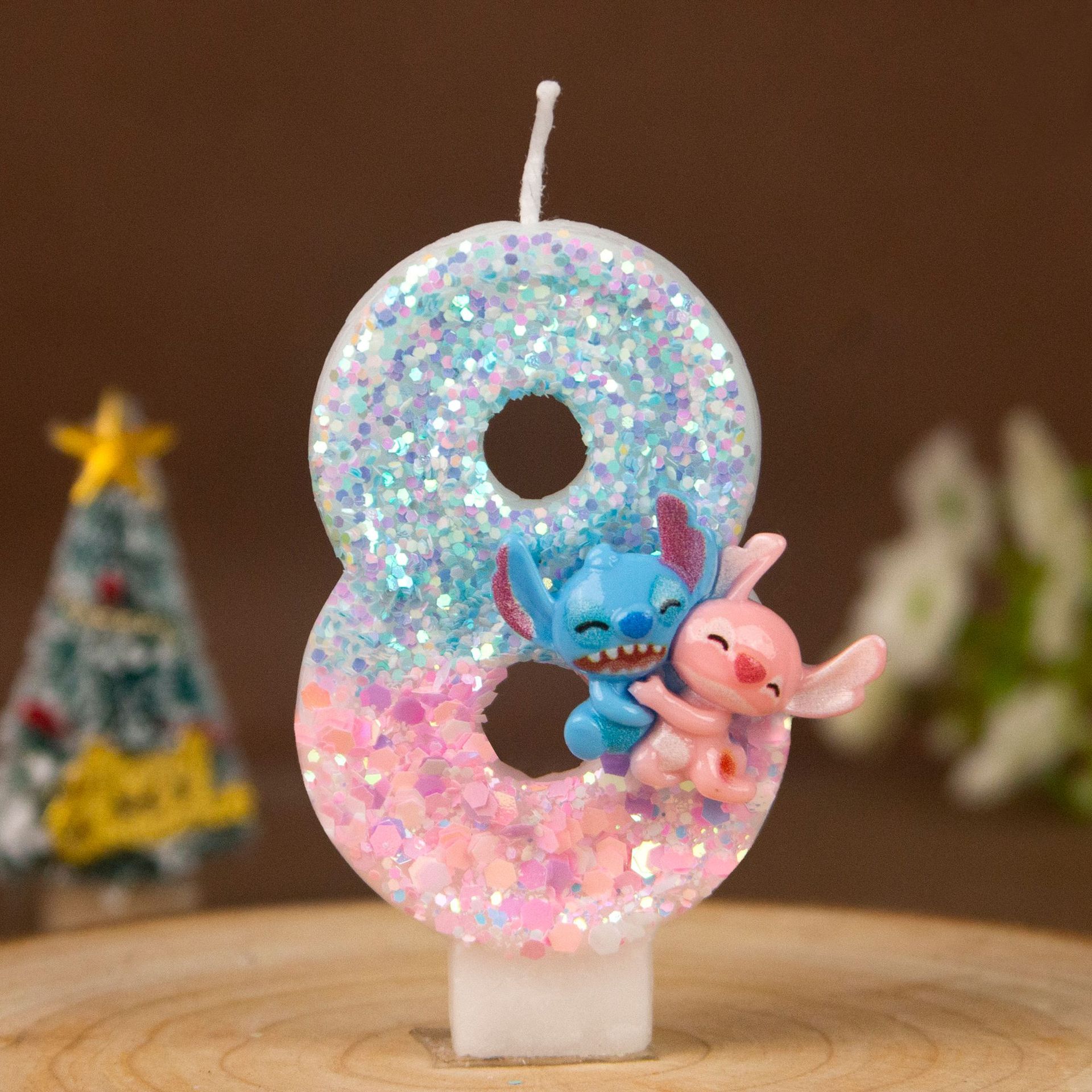 Cartoon Character Glitter Number Birthday Candles for Party Decoration