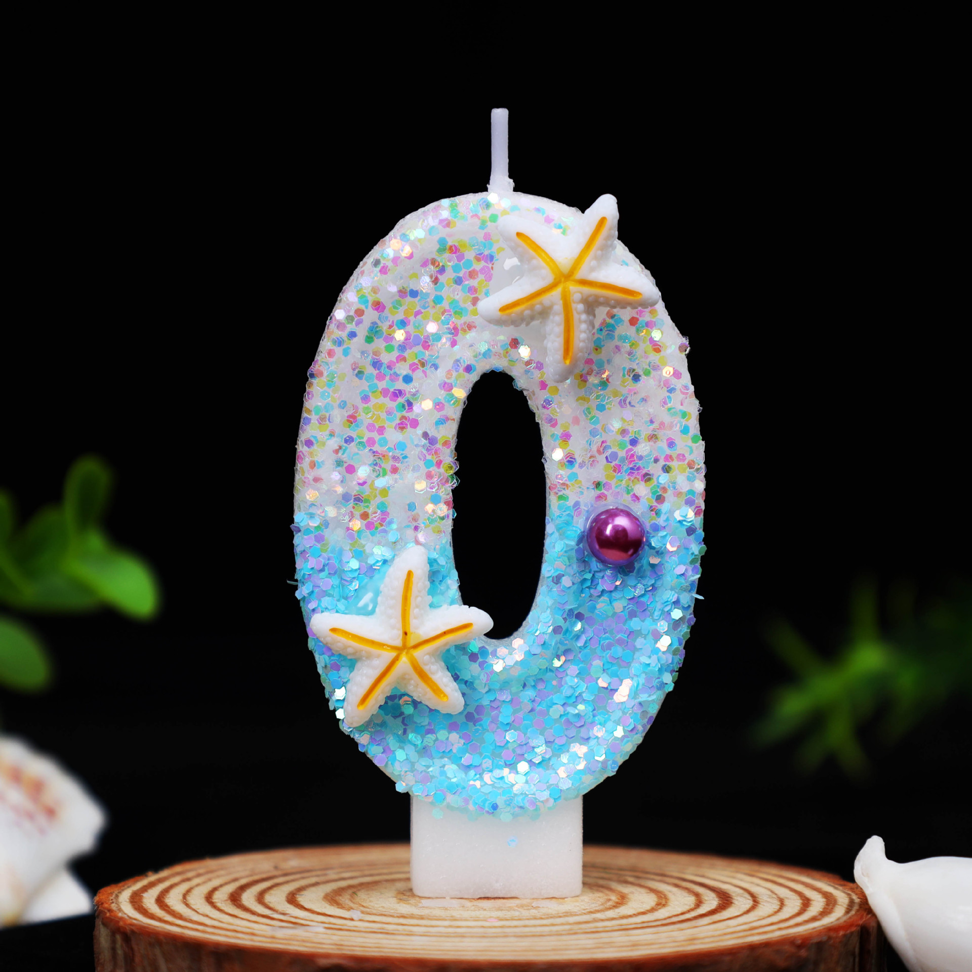 Ocean Blue Glitter Number Birthday Candles for Party Decoration