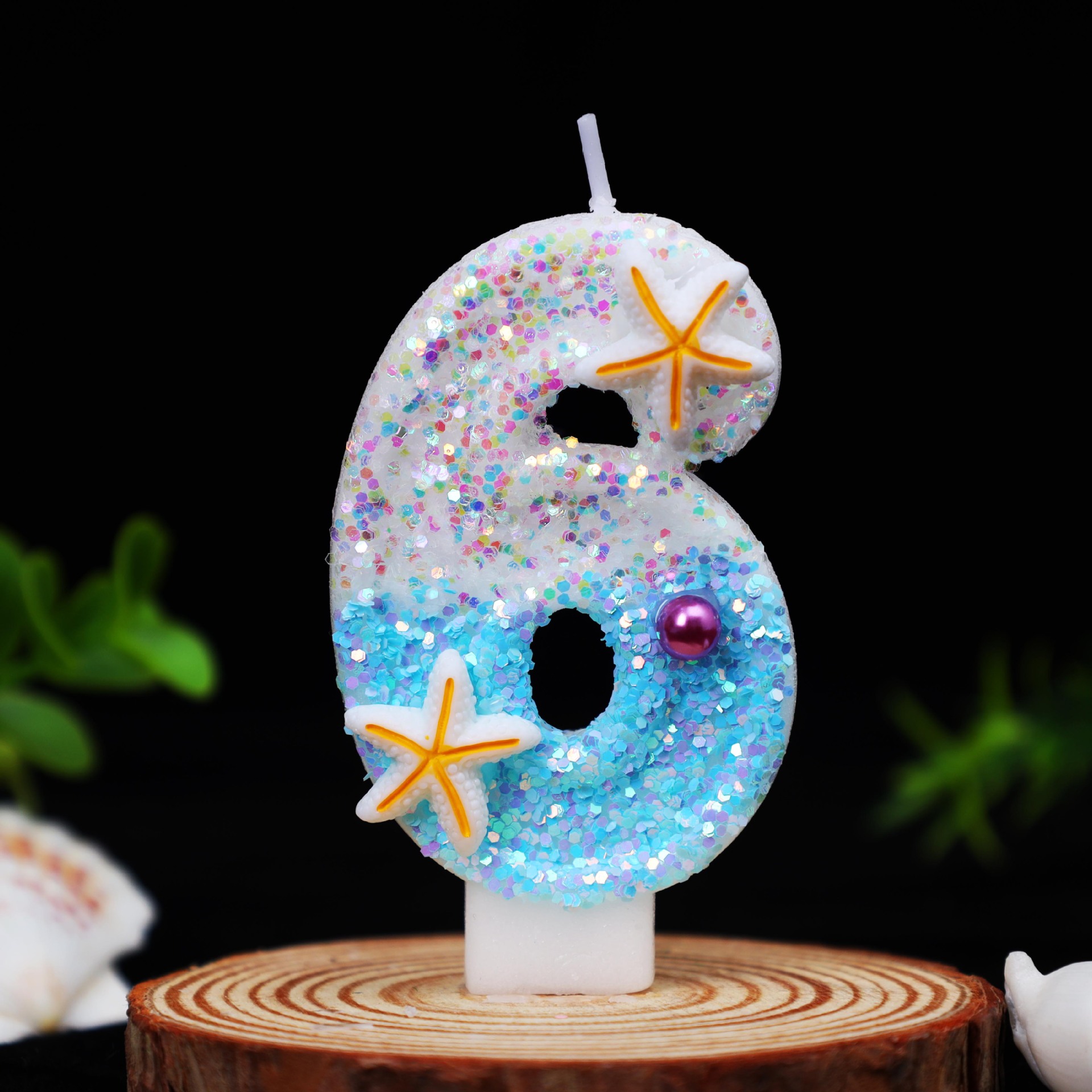Ocean Blue Glitter Number Birthday Candles for Party Decoration