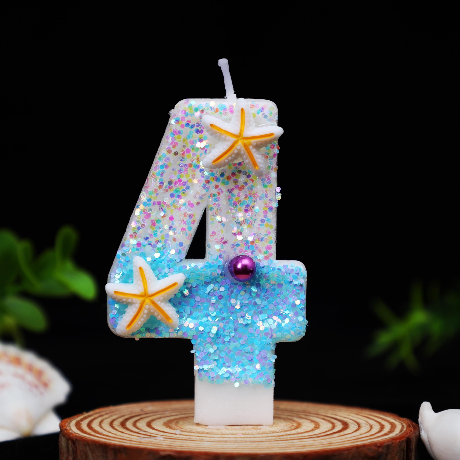 Ocean Blue Glitter Number Birthday Candles for Party Decoration