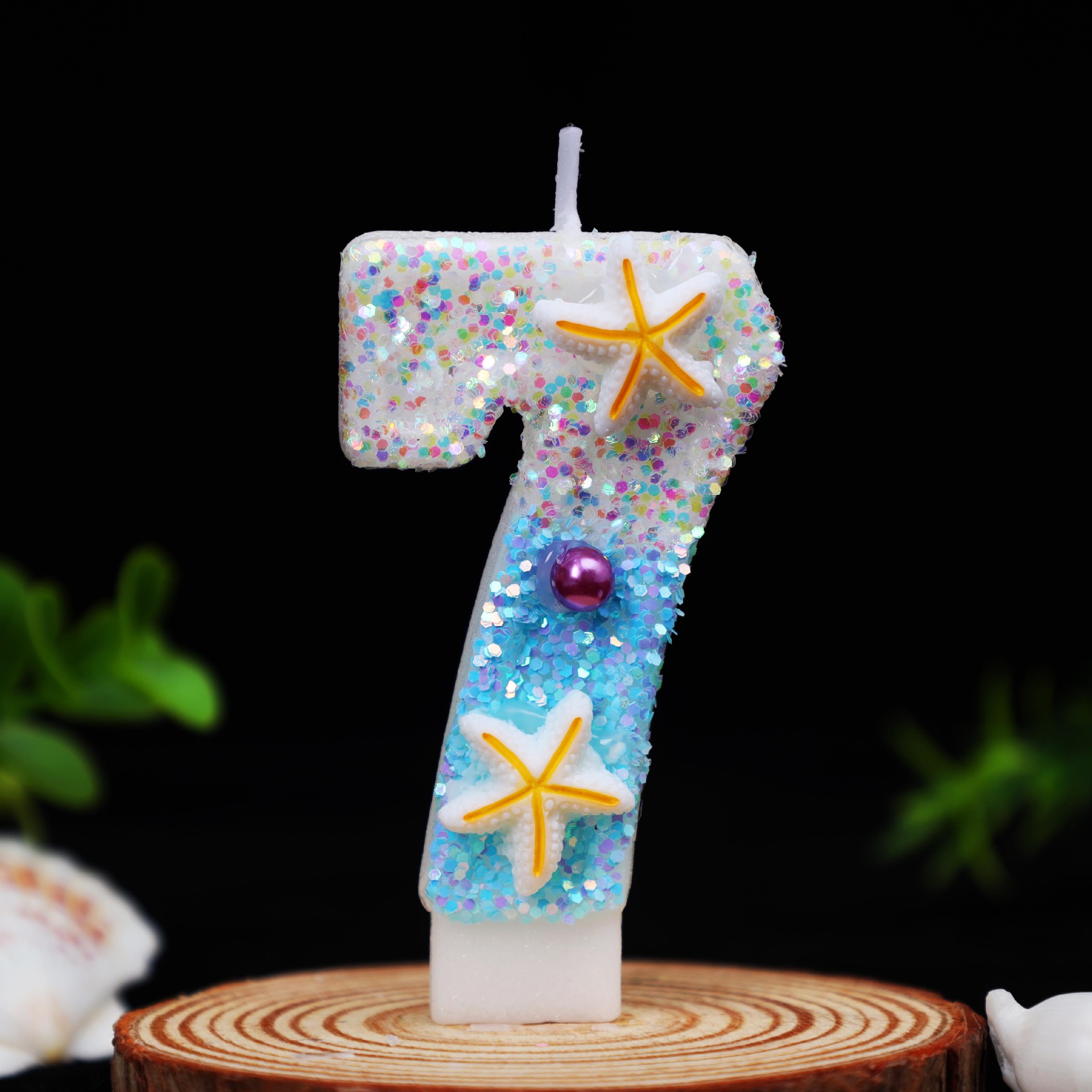 Ocean Blue Glitter Number Birthday Candles for Party Decoration