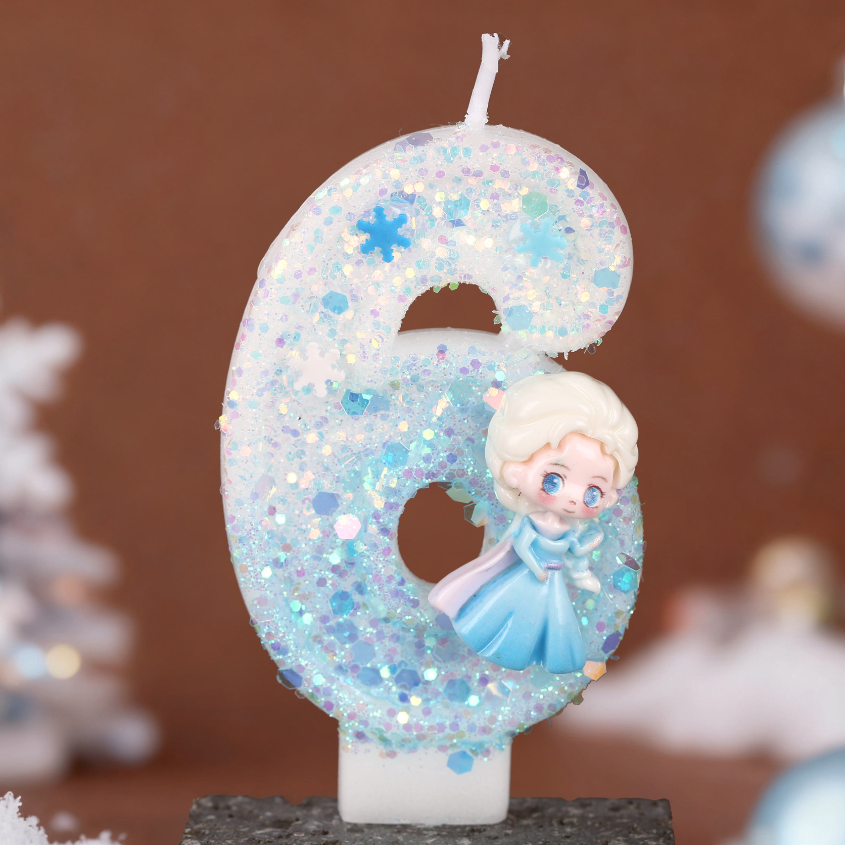 Cartoon Character Blue Glitter Number Birthday Candles for Party Decoration