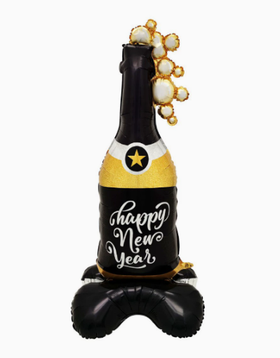 Standing New Year's Sparkling Wine Bottle Shaped Foil Balloon