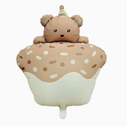 Birthday Khaki Bear Cake Shape Foil Balloon