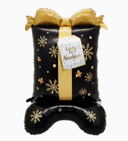 New Year Standing Gift Box Shaped Foil Balloon
