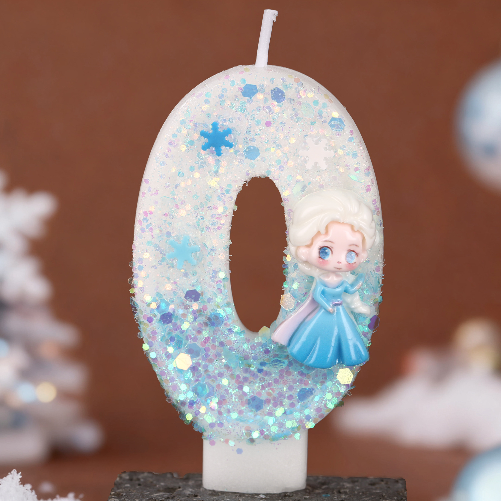 Cartoon Character Blue Glitter Number Birthday Candles for Party Decoration