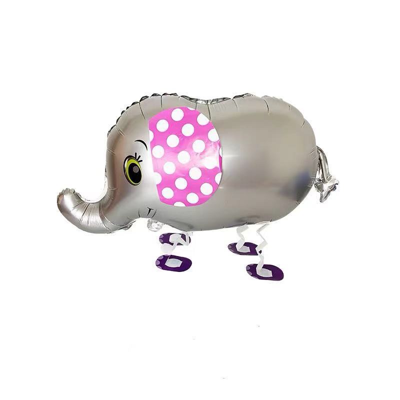 Ground Walking Silver Elephant Shaped Foil Balloon