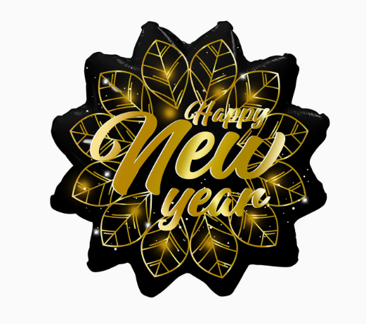 Happy New Year in English Snowflake Shaped Foil Balloon