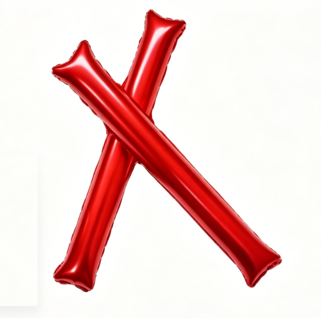 Long Red Cheer Stick Foil Balloon