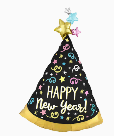 New Year Party Hat Shaped Foil Balloon