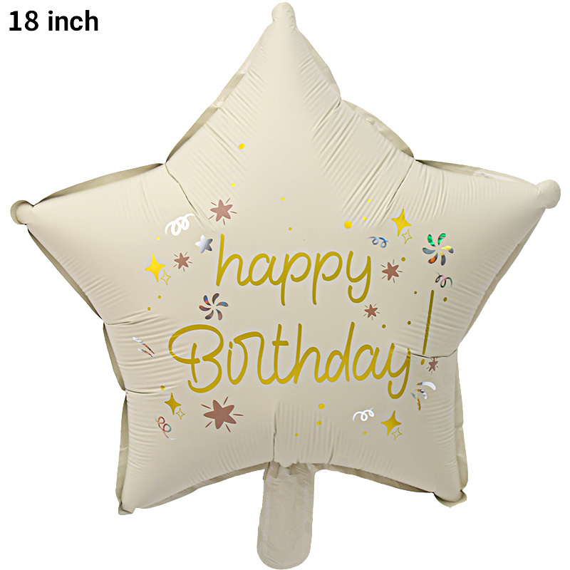 Birthday Beige Star Shape Foil Balloon