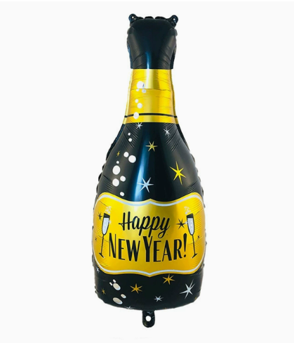 Black Wine Bottle Shaped Foil Balloon