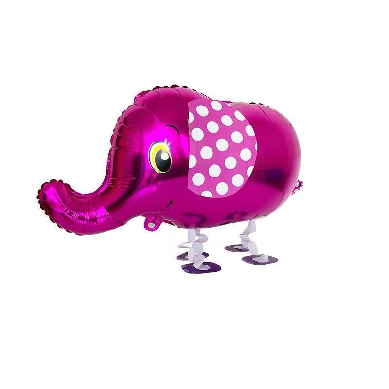 Ground Walking Rose Red Elephant Shaped Foil Balloon