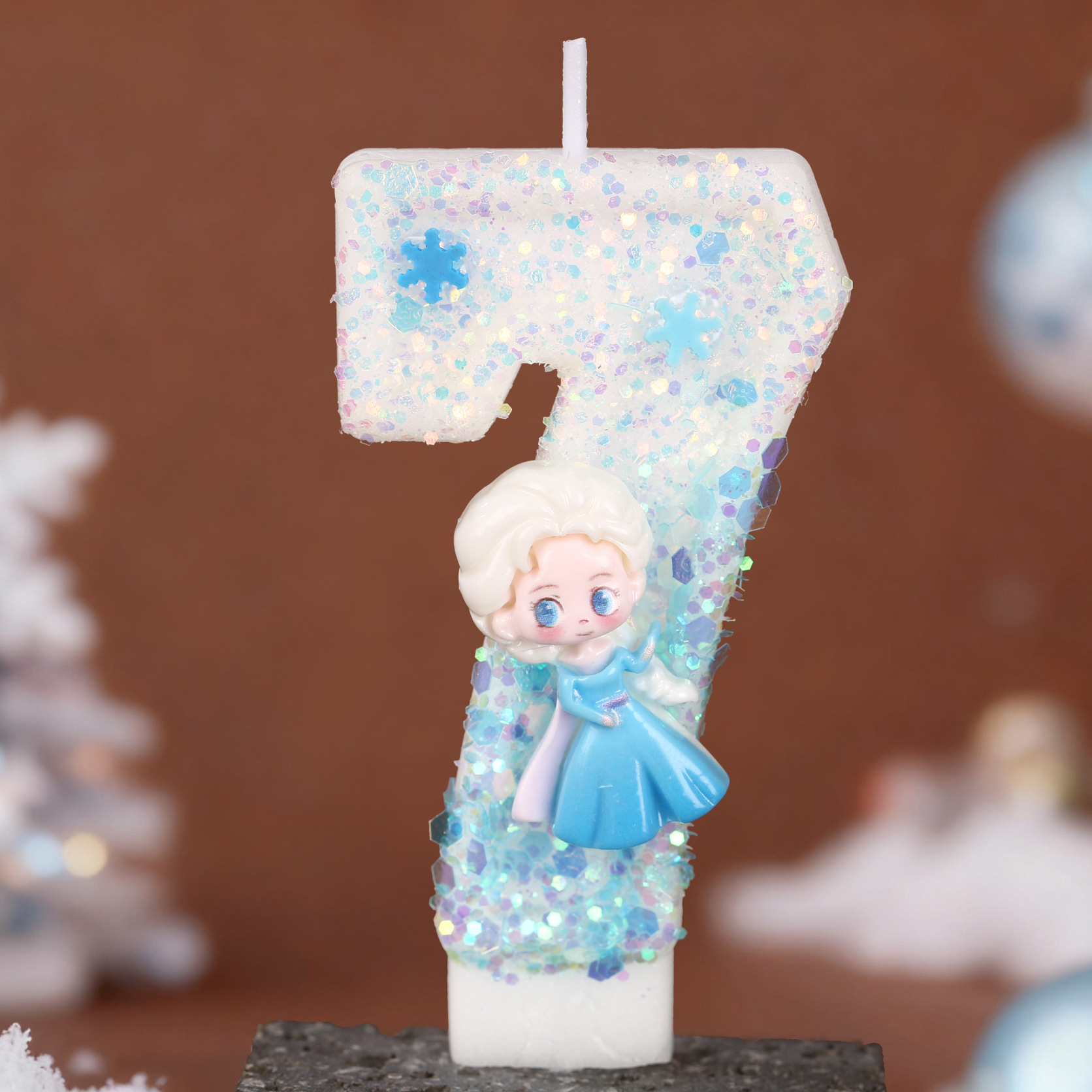 Cartoon Character Blue Glitter Number Birthday Candles for Party Decoration