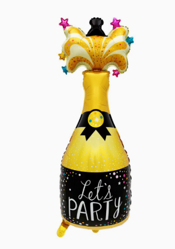 Golden and Black Wine Bottle Shaped Foil Balloon
