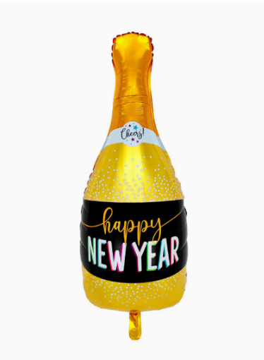 Golden Wine Bottle Shaped Foil Balloon
