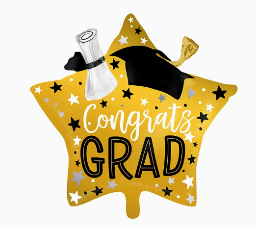 Graduation Theme Gold Star Shaped Foil Balloon