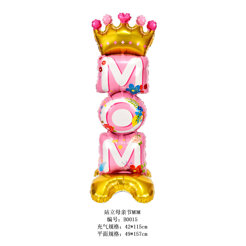Monther's Day Pink Crown Standing MOM Shape Balloon