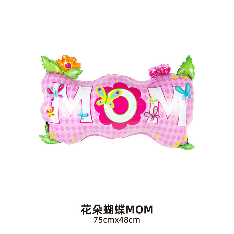 Monther's Day Pink Flower&Butterfly MOM Shape Balloon