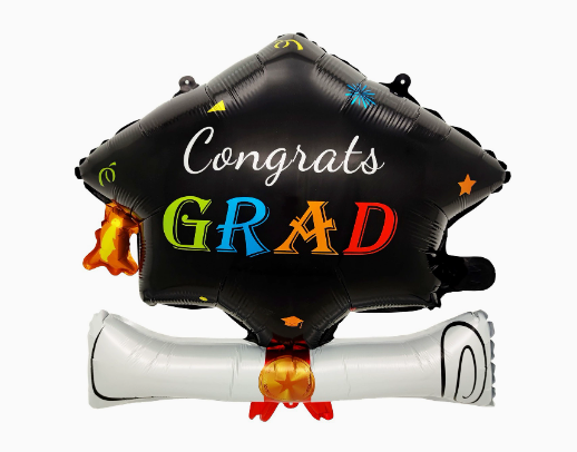 Graduation Theme Graduation Cap with Certificate Shaped Foil Balloon
