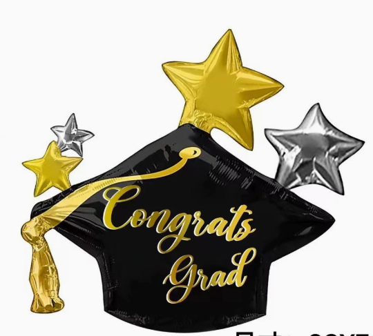 Graduation Theme Graduation Cap with Star Shaped Foil Balloon