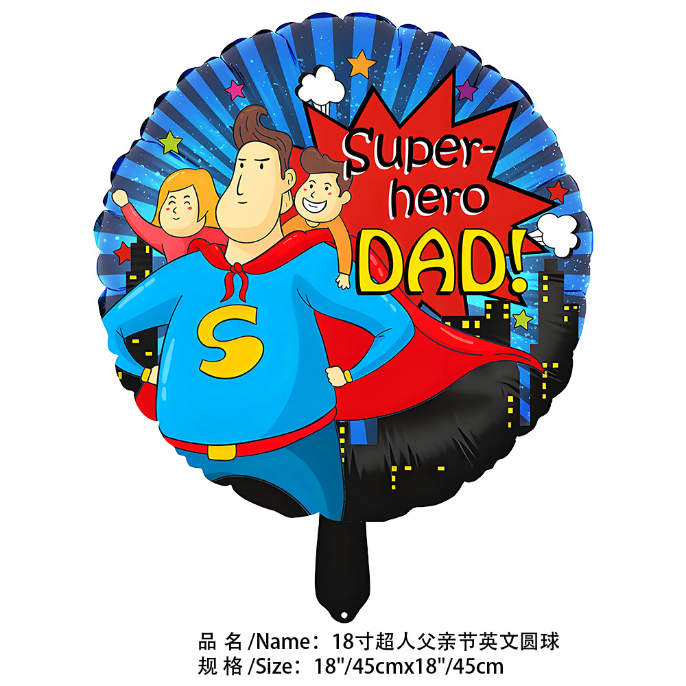 Father's Day Superhero-themed Blue&Red Round Balloon
