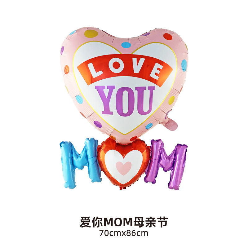 Monther's Day Pink Heart MOM Shape Balloon