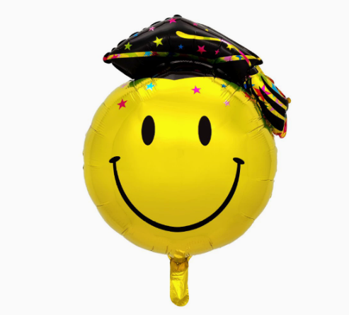 Graduation Star Hat Smiley Face Shaped Foil Balloon