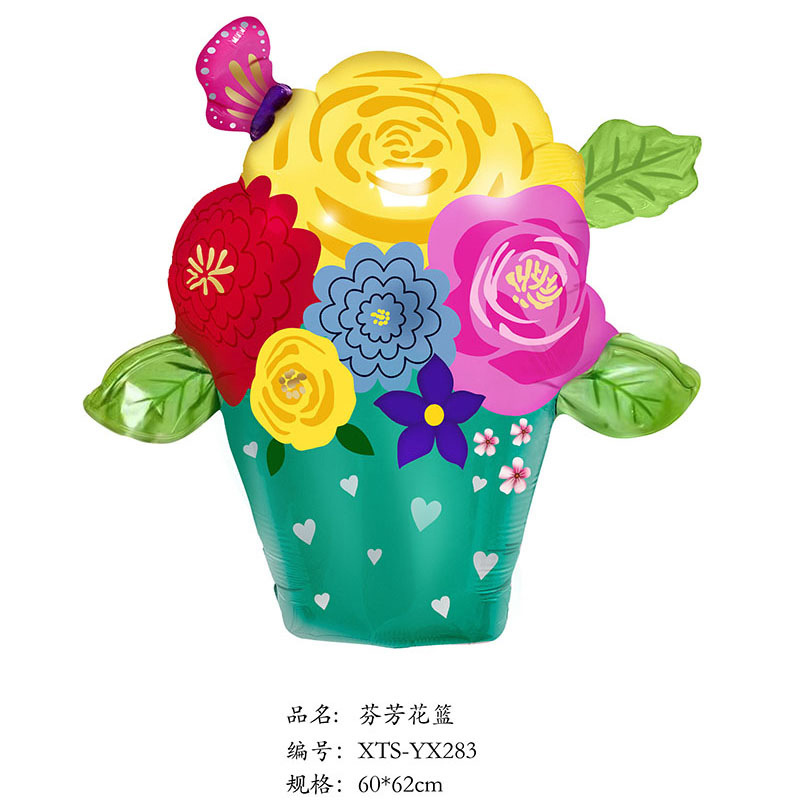 Monther's Day Colorful Flower Basket Shape Balloon