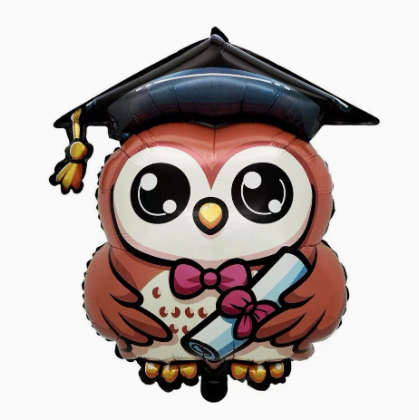 Graduation Theme Graduating Owl Shaped Foil Balloon