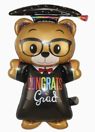 Graduation Theme Red Bow Tie Graduation Bear Shaped Foil Balloon