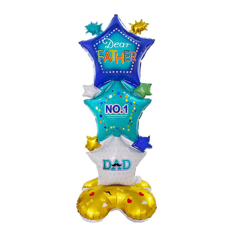 Father's Day 3D White&Blue Star Standing Balloon
