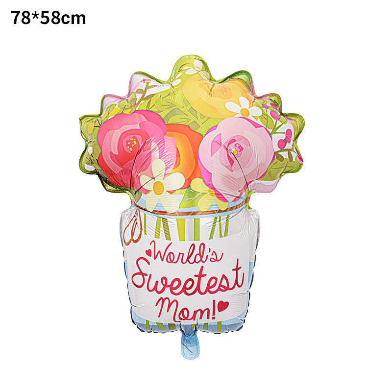 Monther's Day White&Green Bouquet Shape Balloon