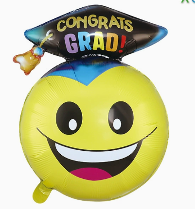 Graduation Theme Smiling Face with Hat Shaped Foil Balloon