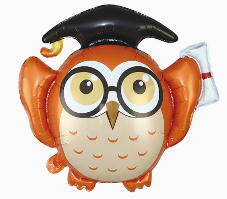 Graduation Theme Graduating Owl Shaped Foil Balloon