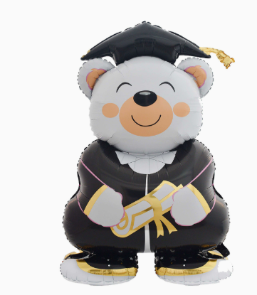 Graduation Theme Standing White Doctor Bear Shaped Foil Balloon