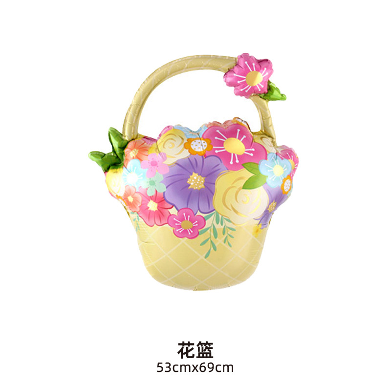 Monther's Day Yellow Flower Basket Shape Balloon