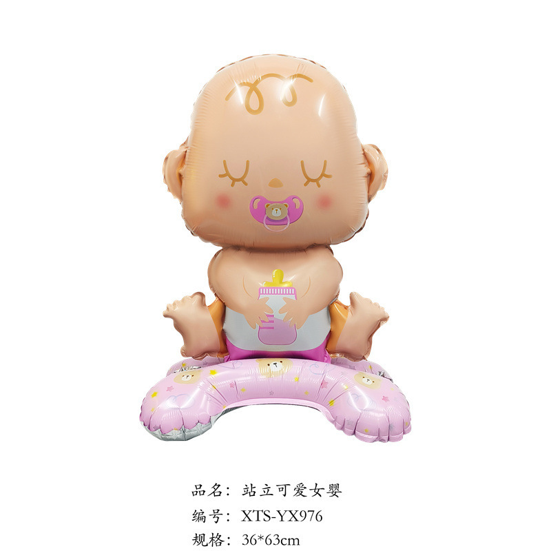 Baby Shower Theme Standing Baby Pink Girl Shape Balloon