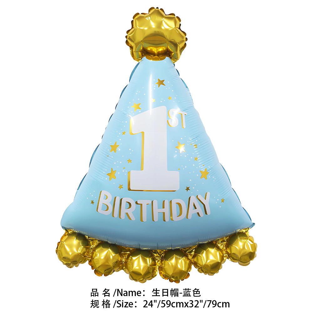 Baby Shower Theme Blue Birthday Hat Shaped Balloon