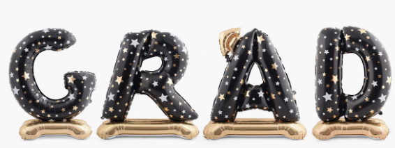 Graduation Theme Black GRAD letters Shaped Foil Balloon