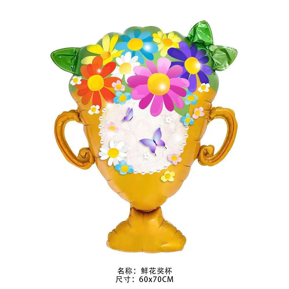 Monther's Day Orange Flower Trophy Shaped Balloon