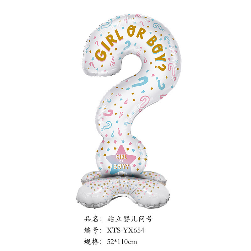 Baby Shower Theme Standing White Question Mark Shaped Balloon
