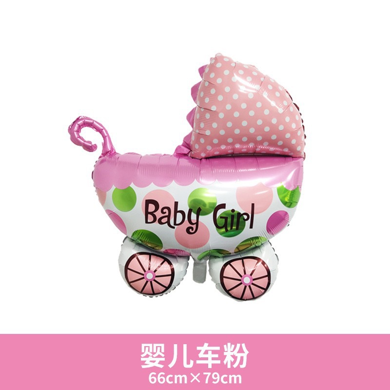 Baby Shower Theme Baby Girl Light Pink&Green Stroller Shaped Balloon