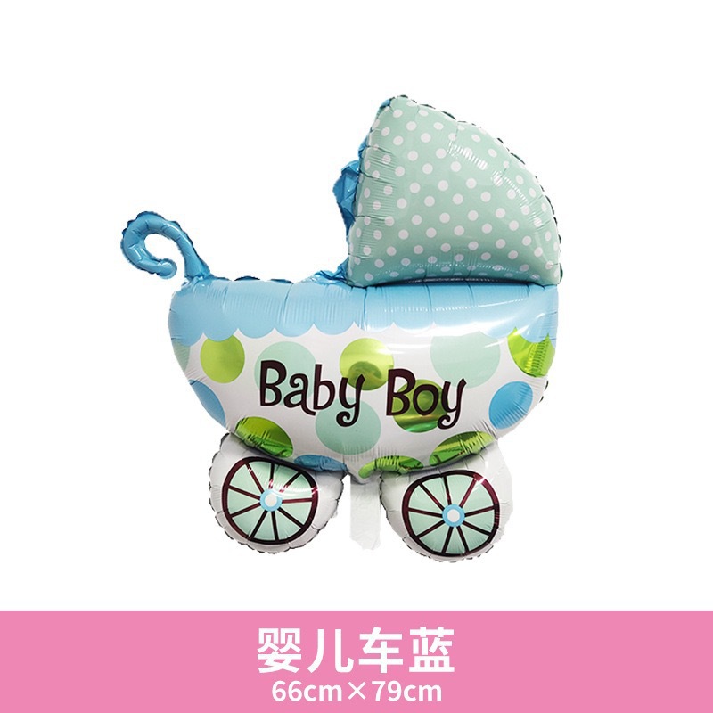 Baby Shower Theme Baby Boy Light Blue&Green Stroller Shaped Balloon