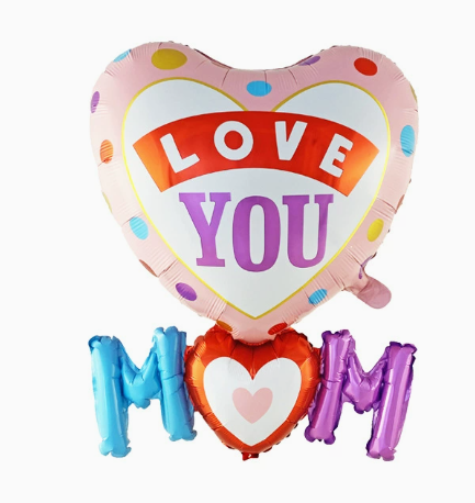 Mother‘s Day Theme Heart with MOM Shaped Foil Balloon